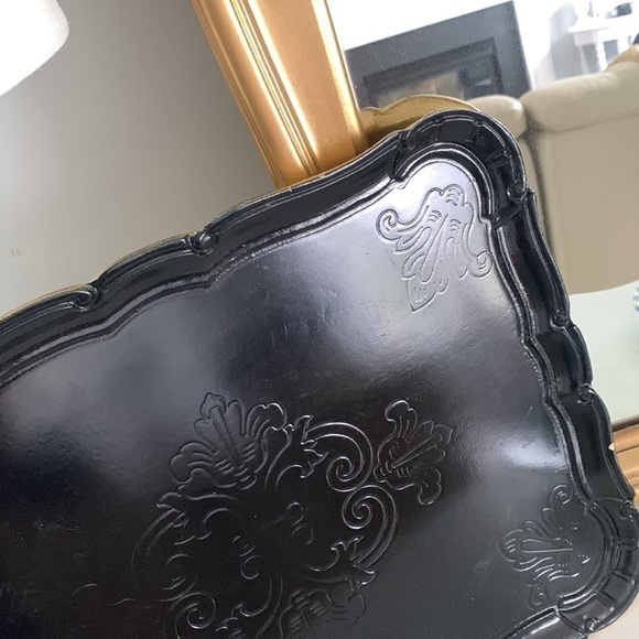 R+D. Lab Sara tray black gold wooden made in Italy hand made modern glam - Picture 5 of 14